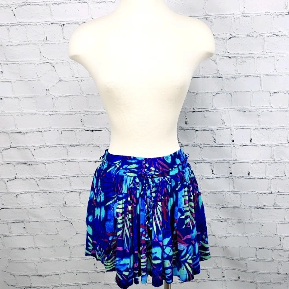 Y2K Aeropostale Blue Tropical Leaf Hawaiian Pocket Skirt Women's Size M